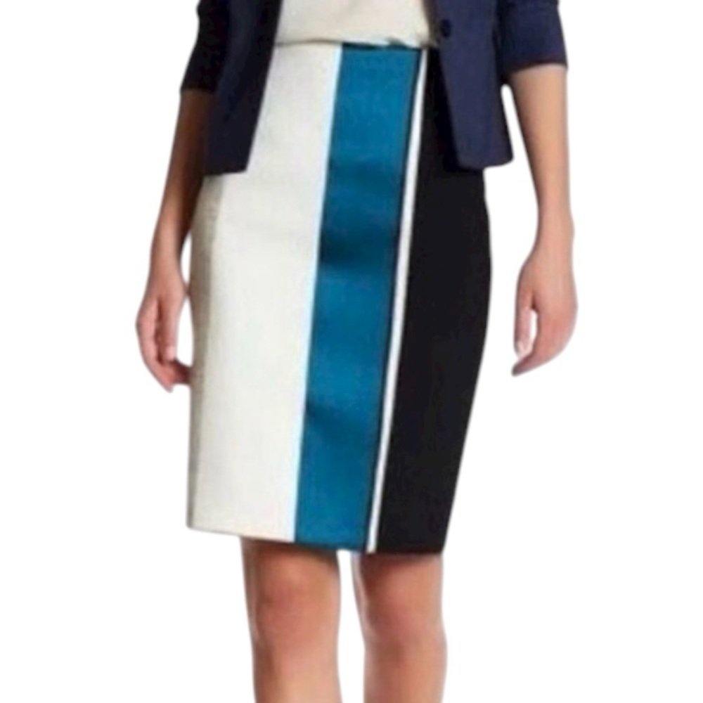 LN Hugo Boss Vastrina Colorblock Striped Jacquard Pencil Skirt - 10